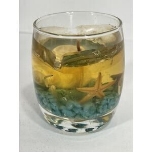Ocean Aquarium Seascape Ocean Blue Gel Candle in Glass Starfish Sea Shell Vintag